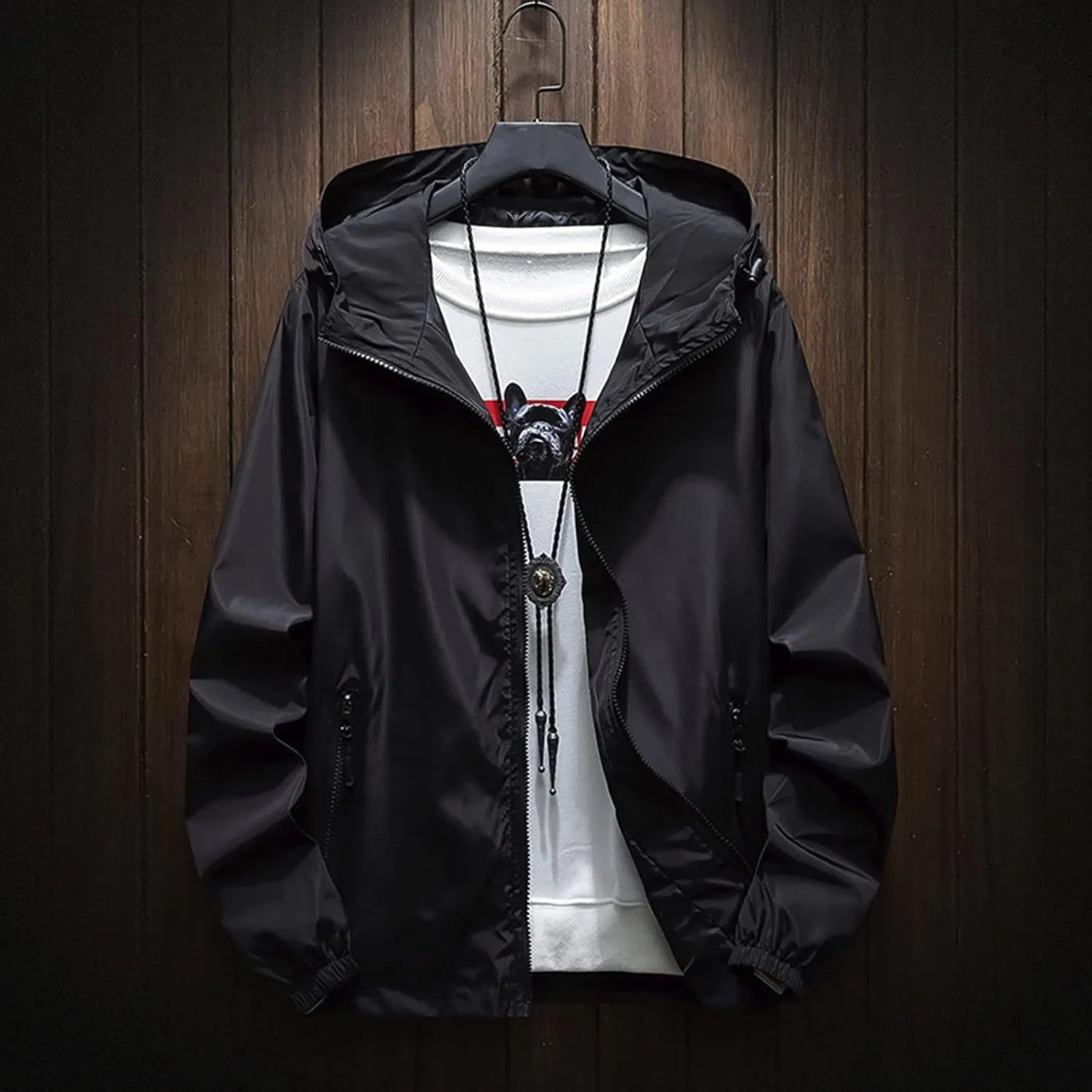Ymosrh Men's Lightweight Rain Jacket Waterproof Windbreaker Jacket Hooded Raincoat Jacket, M-7XL