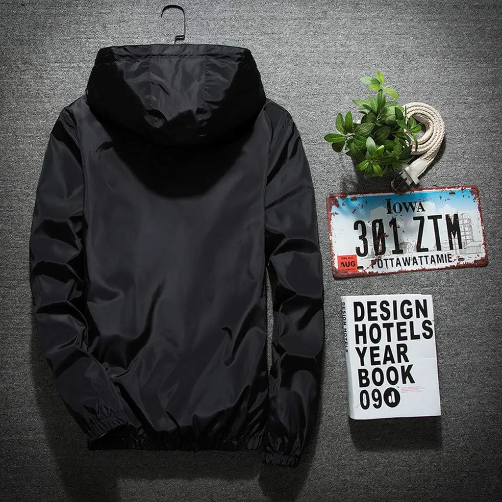 Ymosrh Men's Rain Coats Lightweight Windbreaker Casual Refleciton Zip Up Jackets with Hood Winter Jackets, M-7XL
