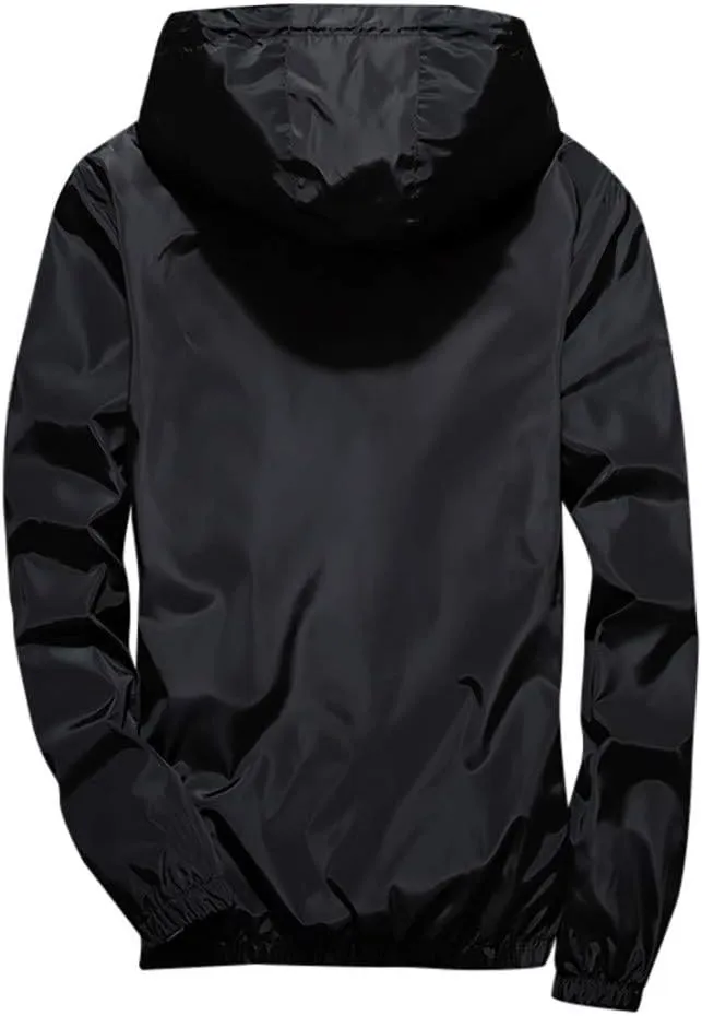 Ymosrh Men's Rain Coats Lightweight Windbreaker Casual Refleciton Zip Up Jackets with Hood Winter Jackets, M-7XL
