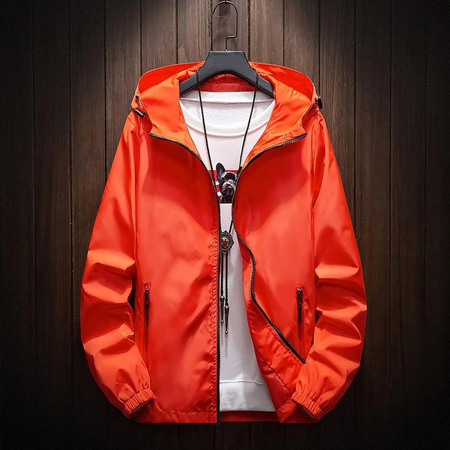Ymosrh Men's Rain Coats Windproof Jacket Waterproof Lightweight Sport Hooded Windbreaker Raincoat Jacket