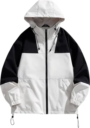 Ymosrh Men's Rain Jacket for Waterproof with Hood Raincoat Lightweight Windbreaker Outdoors Suits Jacket, M-4XL