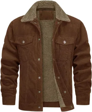 Ymosrh Men's Warm Winter Sherpa Trucker Jacket Turn-Down Collar Casual Fashion Denim Coats Work Jacket Outwear, S-2XL