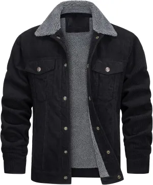Ymosrh Men's Warm Winter Sherpa Trucker Jacket Turn-Down Collar Casual Fashion Denim Coats Work Jacket Outwear, S-2XL
