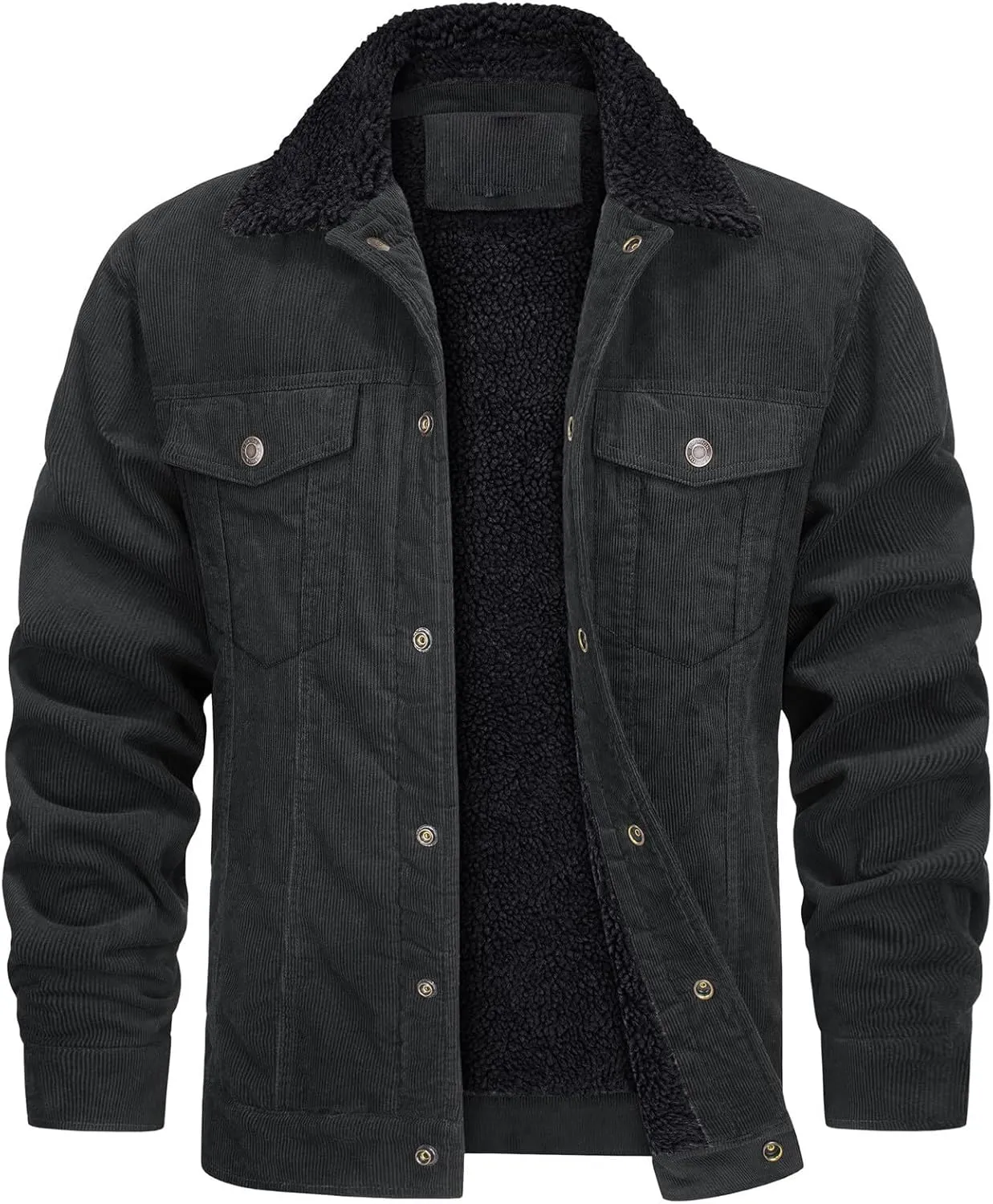 Ymosrh Men's Warm Winter Sherpa Trucker Jacket Turn-Down Collar Casual Fashion Denim Coats Work Jacket Outwear, S-2XL