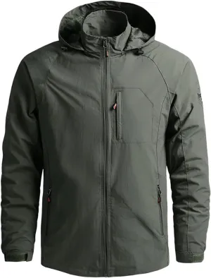 Ymosrh Men's Waterproof Jacket Casual Lightweight Wind & Water-Resistant Anorak Hoodie Rain Jackets Windbreaker, M-5XL