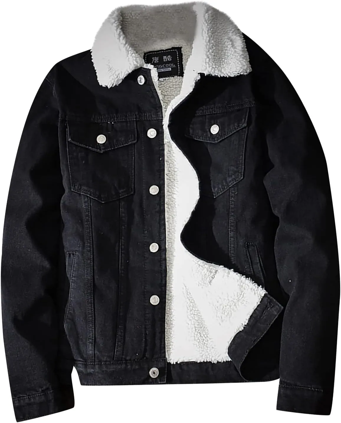 Ymosrh Waterproof Jackets for Men Autumn Winter Pocket Button Flick Denim Fashion Loose Jacket Top Coat Mens Coats