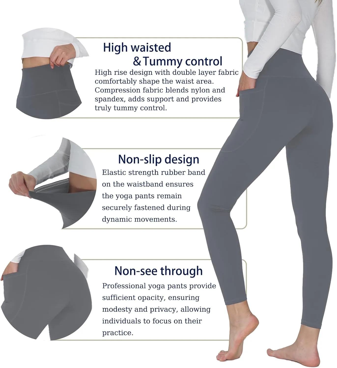 Yoga Leggings for Women High Waisted Tummy Control Yoga Pants Stretchy Gym Leggings with Pockets