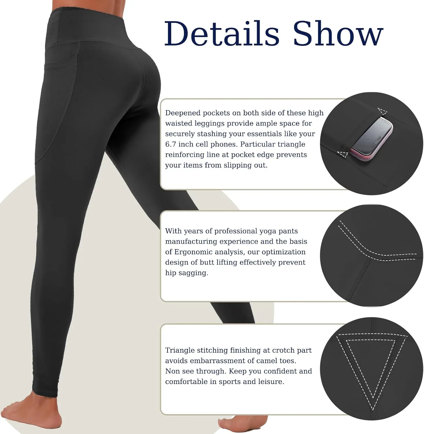 Yoga Leggings for Women High Waisted Tummy Control Yoga Pants Stretchy Gym Leggings with Pockets