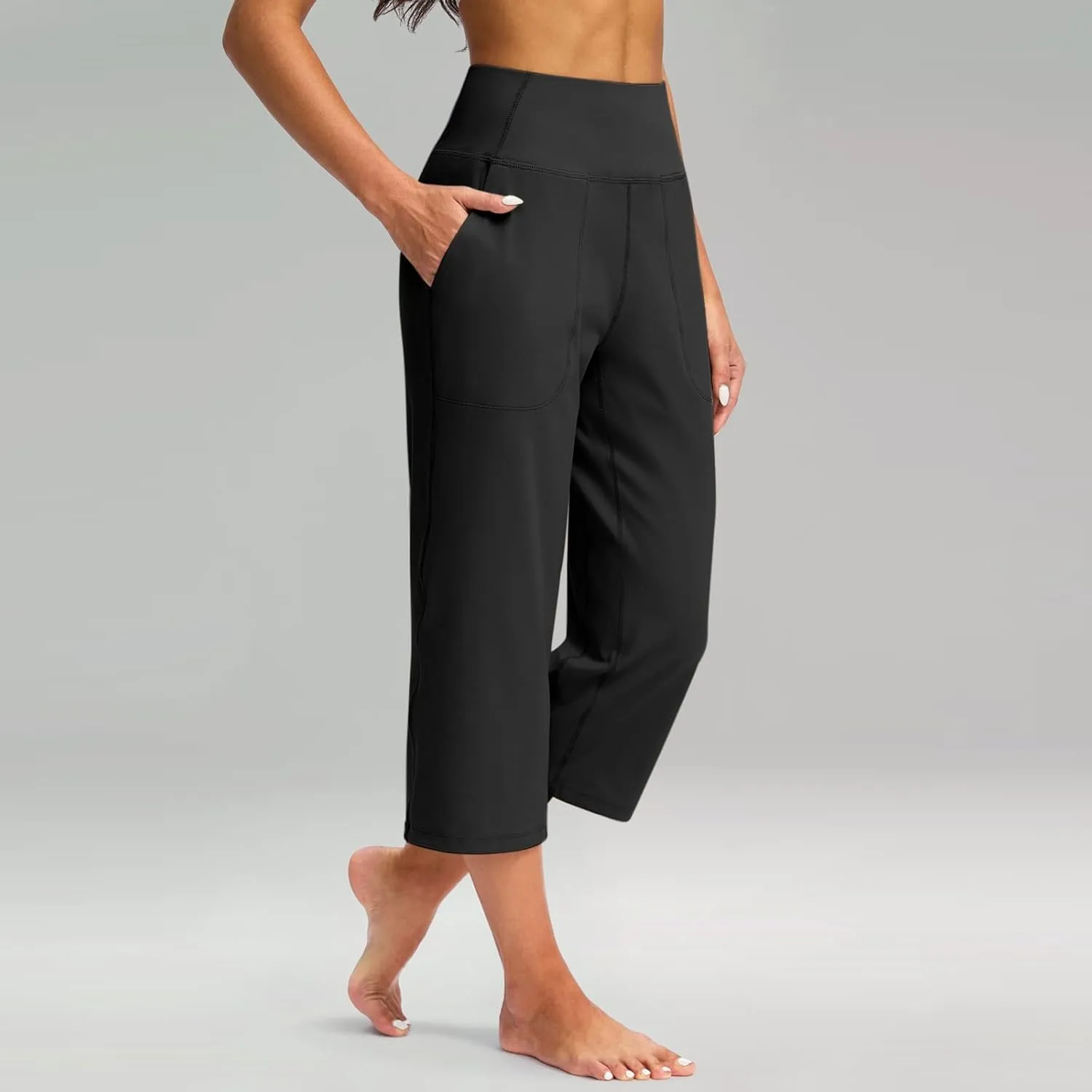 Yoga Pant for Women High Waist Comfy Baggy Wide Leg Cropped Trouser 2025 Summer Hiking Workout Sweatpants with Pocket