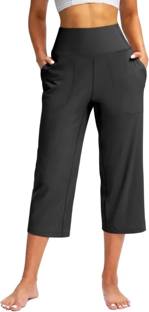 Yoga Pant for Women High Waist Comfy Baggy Wide Leg Cropped Trouser 2025 Summer Hiking Workout Sweatpants with Pocket