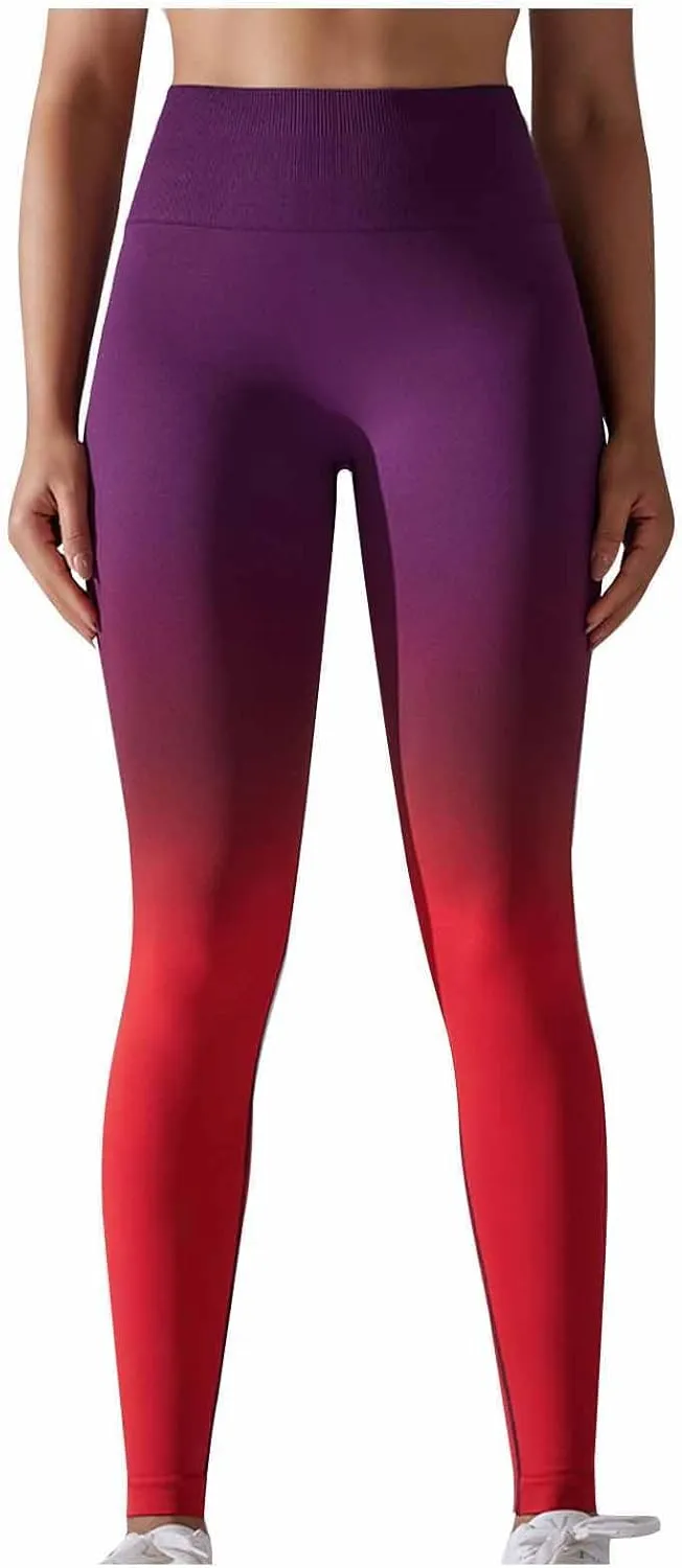 Yoga Pants for Women Compression Tights High Waist Gym Leggings Gradient Workout Trousers Exercise Gym Fitness Bottoms