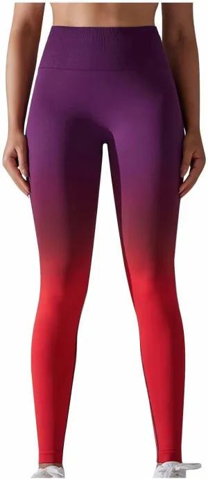 Yoga Pants for Women Compression Tights High Waist Gym Leggings Gradient Workout Trousers Exercise Gym Fitness Bottoms