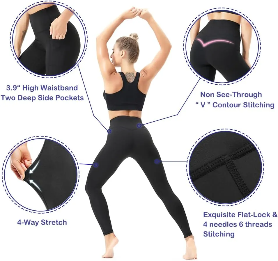 Yoga Pants-Workout Leggings for Women with Pockets High Waisted Tummy Control Postpartum Athletic Gym Leggings