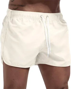 ZEFOTIM Swimming Shorts for Men Drawstring Quick Dry Solid Color Trunk Beach Big and Tall Swimming Suits