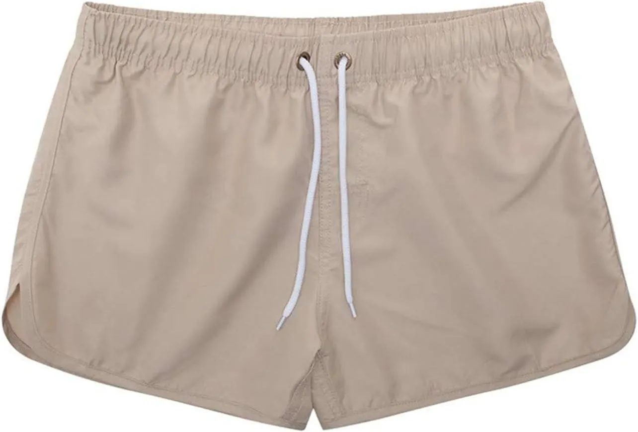 ZEFOTIM Swimming Shorts for Men Drawstring Quick Dry Solid Color Trunk Beach Big and Tall Swimming Suits