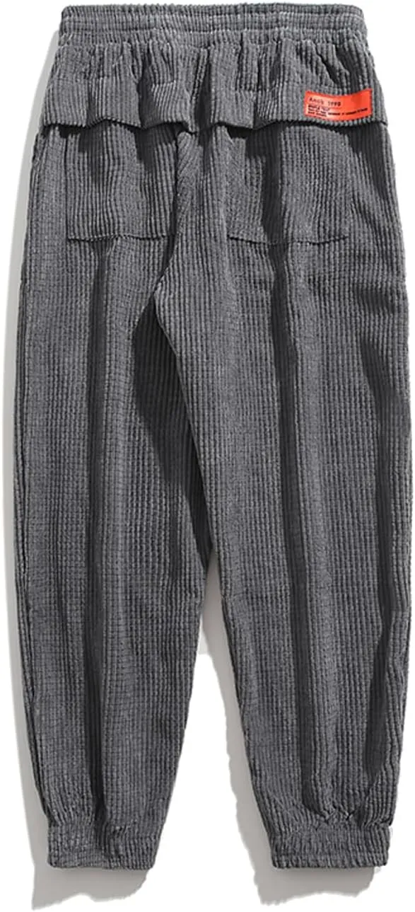 ZGZZ7 Men's Winter Fleece Lined Sweatpants Running Active Corduroy Track Jogger Pants