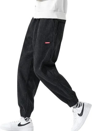 ZGZZ7 Men's Winter Fleece Lined Sweatpants Running Active Corduroy Track Jogger Pants