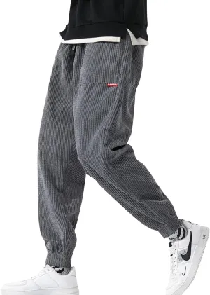 ZGZZ7 Men's Winter Fleece Lined Sweatpants Running Active Corduroy Track Jogger Pants