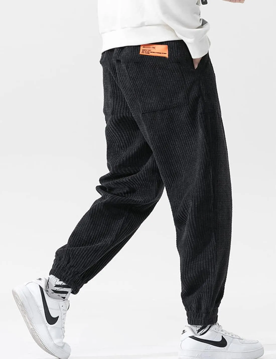 ZGZZ7 Men's Winter Fleece Lined Sweatpants Running Active Corduroy Track Jogger Pants
