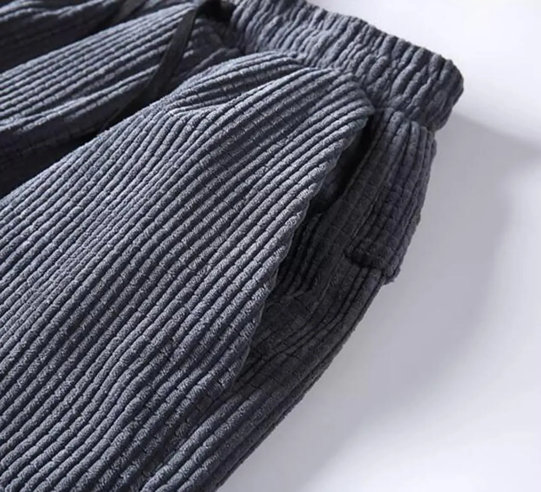 ZGZZ7 Men's Winter Fleece Lined Sweatpants Running Active Corduroy Track Jogger Pants