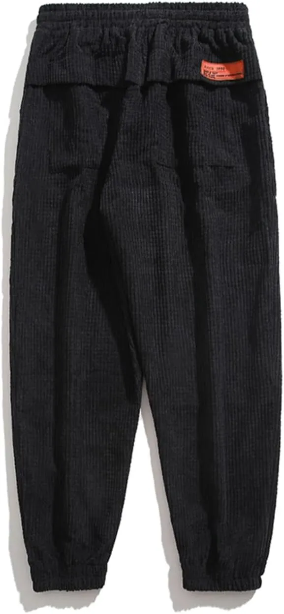 ZGZZ7 Men's Winter Fleece Lined Sweatpants Running Active Corduroy Track Jogger Pants