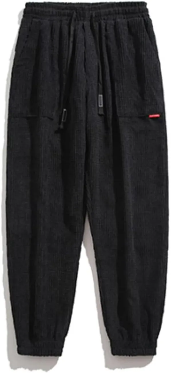 ZGZZ7 Men's Winter Fleece Lined Sweatpants Running Active Corduroy Track Jogger Pants