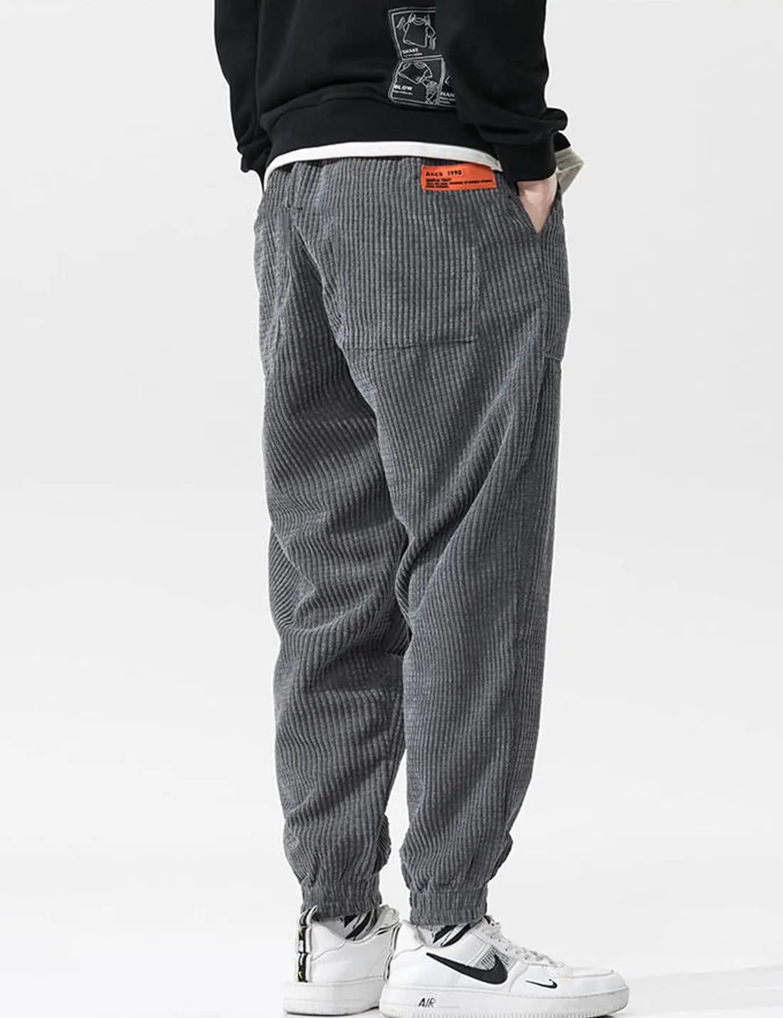ZGZZ7 Men's Winter Fleece Lined Sweatpants Running Active Corduroy Track Jogger Pants