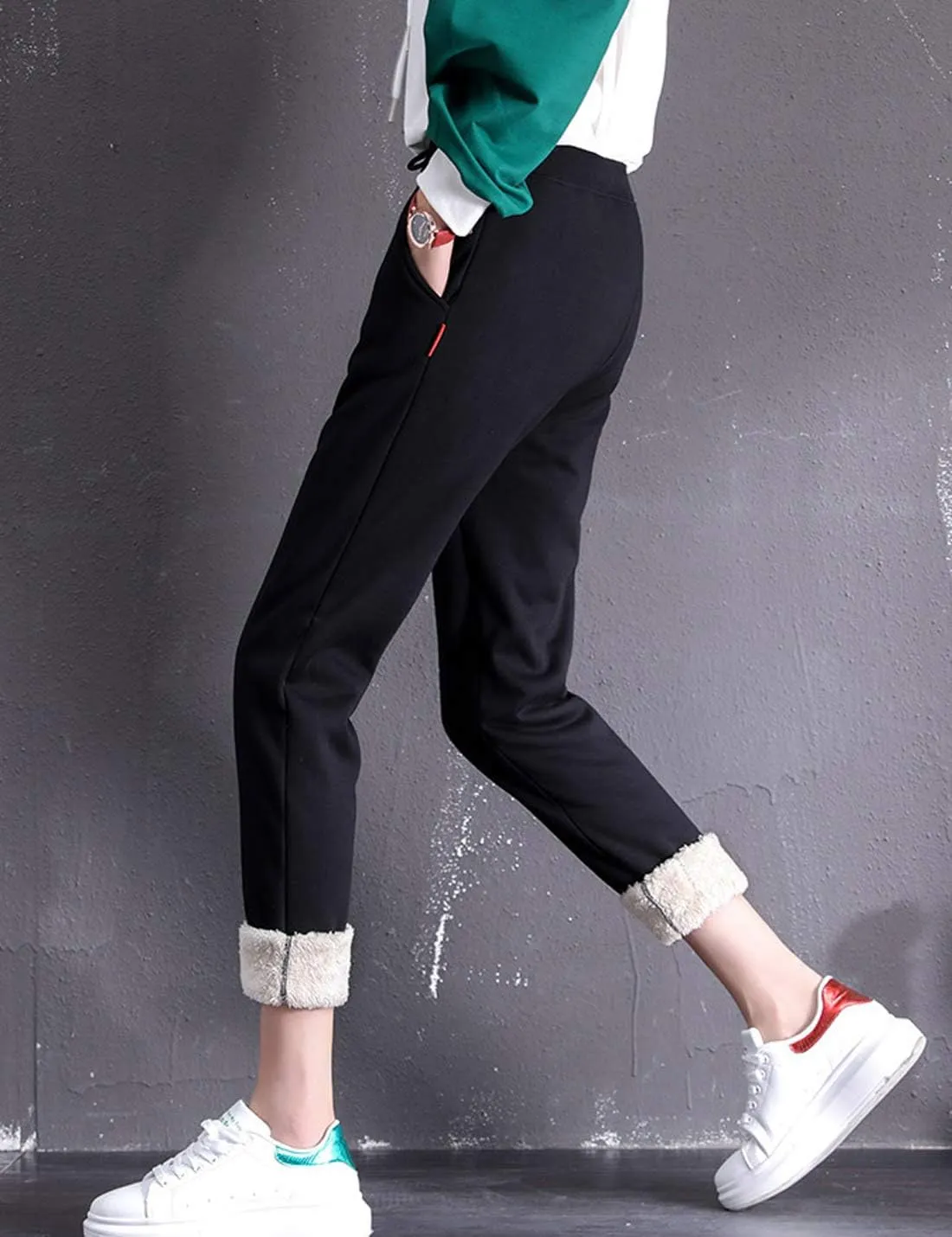 ZGZZ7 Women's Winter Sherpa Fleece Lined Sweatpants Active Fleece Jogger Track Running Pants