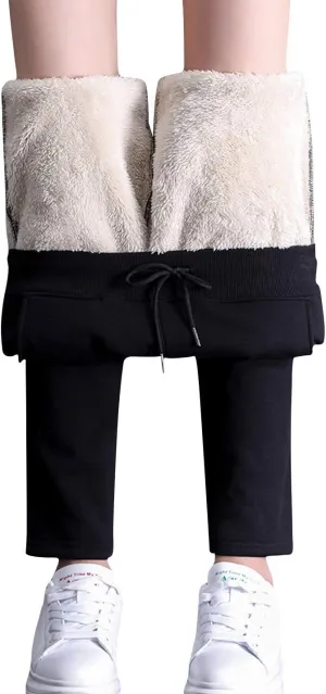 ZGZZ7 Women's Winter Sherpa Fleece Lined Sweatpants Active Fleece Jogger Track Running Pants