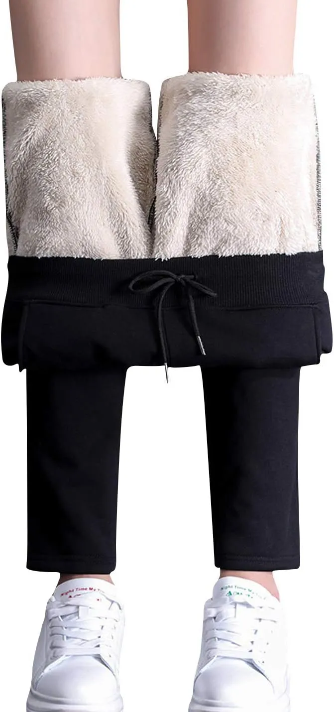 ZGZZ7 Women's Winter Sherpa Fleece Lined Sweatpants Active Fleece Jogger Track Running Pants