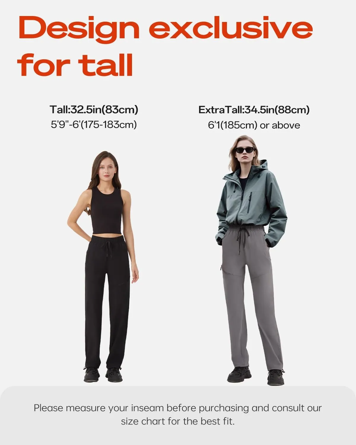 Zylioo 32"/34" Inseam Women's Tall Hiking Pants, Lightweight Quick Dry Cargo Pants with Zipper Pockets for Outdoor Activities