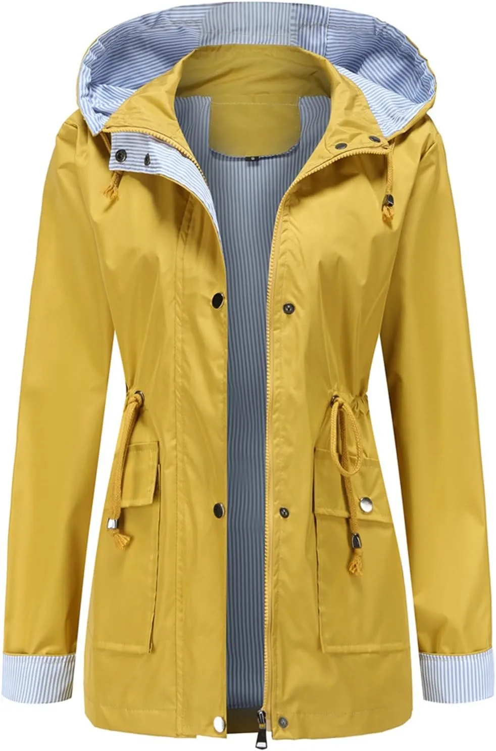 ZYXTIM Women's Lightweight Waterproof Jackets Casual Plus Size Fall Cycling Walking Hiking Raincoat with Detachable Hood